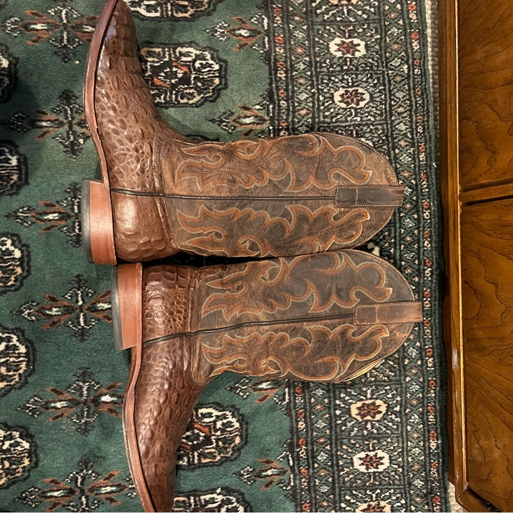 Horse Power Chocolate Nile Croc Print with Bone Mad Dog Top all leather - Picture 5 of 11